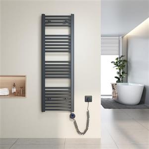 Heilmetz Scaldasalviette elettrico antracite 120x40 cm,Radiatore elettrico con termostato digitale e funzione Timer per asciugamani,Asciugatore elettrico per asciugamani,500 W