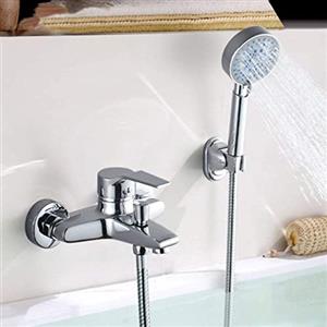 Auralum Rubinetto Vasca da Bagno a Parete con 5 Modalità di Doccia e Tubo da 150cm, Cromato Miscelatore Doccia