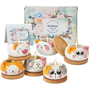 Kinforse Set di 6 Candele Profumate Eleganti con Aromi Floreali | Regalo Donna Compleanno Ideale | Idee Regalo Originali per Lei, Candele Soffici Sicure per Animali Domestici e Decorazioni per la Casa