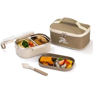 Lille Home 920ml Contenitore per il pranzo Bento, in acciaio inox, con scomparto Tiffin, portapranzo/snack, contenitore per alimenti con borsa per il pranzo e utensili