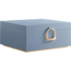 SONGMICS Scatola Portagioie a 2 Livelli, Porta Gioielli con Maniglia, Vassoio Rimovibile, Effetto Fluttuante, 20,5 x 24 x 11 cm, Idea Regalo, Blu Nebbia JBC165Q01