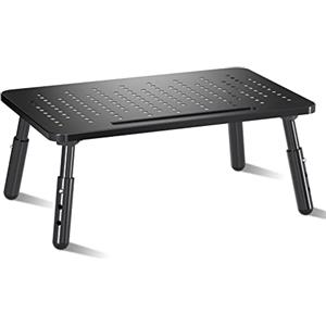 Bracwiser Supporto Pieghevole per monitor Riser, 3 supporto per monitor da tavolo regolabile in altezza per computer, laptop, stampante, notebook con piattaforma in metallo ventilato 370X235MM nero