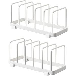 YunNasi Porta Piatti Verticale, Organizer per Piatti, Scaffale per Riporre i Piatti, Scolapiatti Antiscivolo in Metallo per Cassetto della Cucina Armadietti (Bianco, 2 Pezzi)