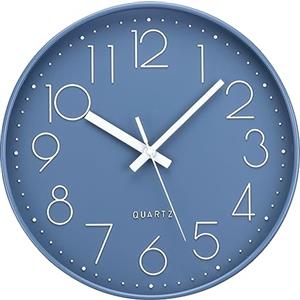 ACCSHINE Orologio da Parete Moderno, Silenzioso Senza Ticchettio, Orologio Muro Grande 30cm Numeri Semplice Classico Orologio al Quarzo per Camera da Letto, Scuola, Ufficio, Soggiorno, Cucina Blu