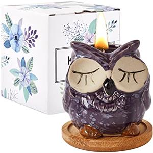 Kinforse Candele Profumate alla Lavanda con Design Gufo - Idee Regalo Donna Compleanno con Elegante Confezione, Aroma Rilassante per Casa e Benessere - Regalo Perfetto per Lei o Amica Speciale