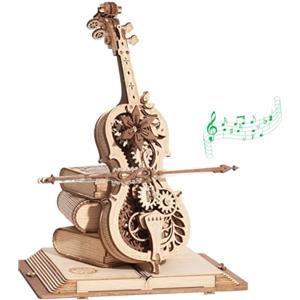 ROKR Magic Violoncello Giocattolo Meccanico, Puzzle 3D in Legno Per Adulti, Decorazione Da Scrivania, Regalo Per Uomini e Donne