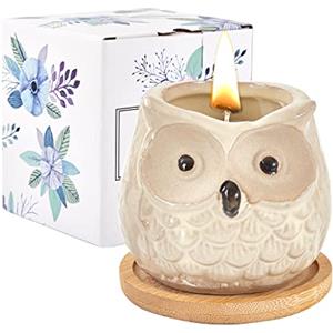 Kinforse Candele Profumate all'Arancia Dolce con Gufo Decorativo - Idee Regalo Originali per Donna, Compleanno, Amica | Fragranza Avvolgente per Relax e Meditazione | Regalo per Migliore Amica