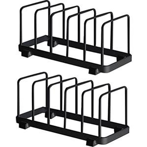 YunNasi Porta Piatti Verticale, Organizer per Piatti, Scaffale per Riporre i Piatti, Scolapiatti Antiscivolo in Metallo per Cassetto della Cucina Armadietti (Nero, 2 Pezzi)