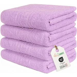 nice homeit Set in 4 Asciugamano in 100% cotone filato ad anello - Adatto sia per uso quotidiano che sportivo - Extra Morbidi e Assorbenti. MADE IN ITALY - 60 X 100CM (VIOLA)