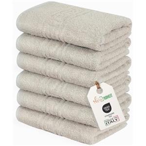 nice homeit Set 6 Asciugamani viso e mani 40x60 cm -Asciugamani bagno in 100% Cotone Filato ad Anello - Extra Morbido e Assorbente. MADE IN ITALY
