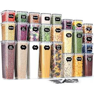 L LONGANCHANG Contenitori Ermetici per Alimenti 25 Pezzi: Barattoli Ermetici Alimentari per Pasta, Cereali, Muesli, Farina | Barattoli Cucina 2,5l, 1,7l, 1,25l, 0,75l | Senza BPA | Lavabile in Lavastoviglie