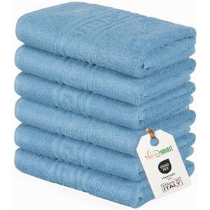 nice homeit Set 6 Asciugamani viso e mani 40x60 cm -Asciugamani bagno in 100% Cotone Filato ad Anello - Extra Morbido e Assorbente. MADE IN ITALY