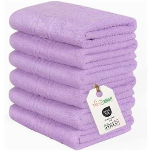nice homeit Set 6 Asciugamani viso e mani 40x60 cm -Asciugamani bagno in 100% Cotone Filato ad Anello - Extra Morbido e Assorbente. MADE IN ITALY