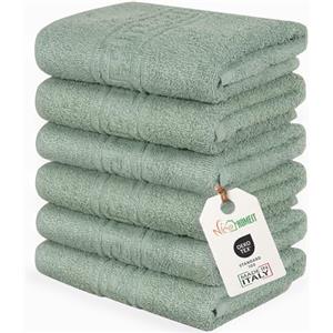 nice homeit Set 6 Asciugamani viso e mani 40x60 cm -Asciugamani bagno in 100% Cotone Filato ad Anello - Extra Morbido e Assorbente. MADE IN ITALY