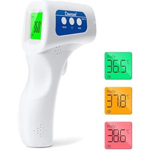 Berrcom Termometro Febbre Infrarossi Termometro Neonato Senza Contatto Termometro Digitale per la Fronte con Lettura Istantanea, Allarme Febbre, Richiamo Della Memoria, Interruttore °C/°F