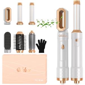 UKLISS Spazzola Asciugacapelli & Air Styler 6 in 1, Spazzola Ad Aria Calda 1000W Asciugatura Rapida Airstyler per Capelli Ricci, Volumizzante, Lisciante, Regali per Donne (Bianco)