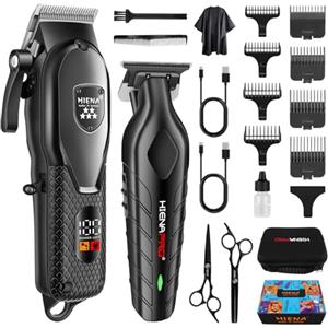 HIENA PRO Set Tagliacapelli Uomo Professionale, Macchinetta Per Tagliare i Capelli Con Cordless, Taglia Barba e Capelli Uomo, Macchina Per Capelli Con LED Display