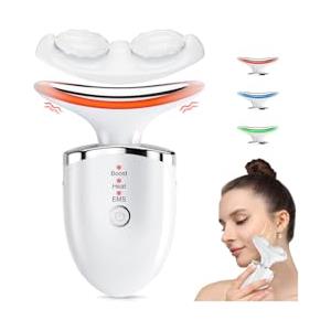 UWALK Massaggiatore Viso Elettrico Lifting Antirughe: Dispositivo di Bellezza per il Massaggio del Viso con 3 Modalità LED Luce 45°C EMS - Della Massager Facciale del Collo Skin Rassodante