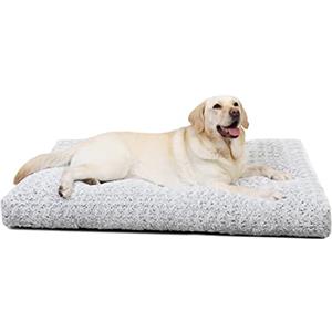 KSIIA Cuscino per Cani Taglia Grande e Media, Cuccia Cane Interno, 90x60cm, Base Antiscivolo, Lettino per Cani, Lavabile in Lavatrice, Materassino Cane, Grigio