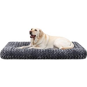 KSIIA - Cuccia per cani di taglia grande, lavabile, soffice, per cani di taglia grande, media, fondo antiscivolo, traspirante, letto per animali domestici, colore grigio scuro, 91 x 68 cm