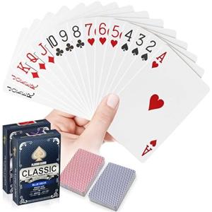 Wugauwor Carte da Gioco Impermeabili in Plastica, 2 Mazzi di Carte da Gioco, Rosso e Blu, Carte Poker Plastificate, Carte da Poker Professionali, Carte Gioco Premium, Plastic Waterproof Playing Cards