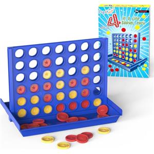 Pup Go Forza 4 Travel con 6 Extra Gettoni, Forza Quattro, Forza 4 da Viaggio, Classico Giochi da Tavolo Portatili per Bambini 3 4 5 6 7 8+ anni (Mini)