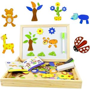 EACHHAHA lavagna magnetica per bambini da 100 pezzi, puzzle con motivi animali, Giochi educativi da disegno, modelli ricchi, combinazione libera, sviluppa l'immaginazione, per bambini dai 3 4 5 anni