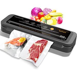 MEGAWISE 80kPa Vacuum Sealer, One-Touch Automatic Food Saver with Dry Moist Fresh Modes, Portable Vacuum Sealing Machine with 10 Vacuum Bags & Cutter