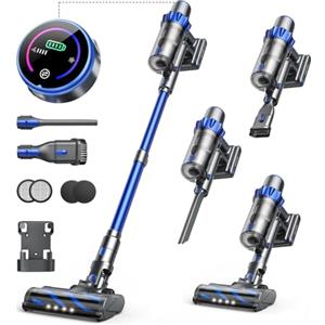 INTETURE Aspirapolvere Senza Fili 450W/40Kpa,Scopa Elettrica Senza Fili Potente con 55Mins Modalità Automatica,1.5L/Anti Avvolgimento/LED Smart Aspirapolvere per Pavimenti/Tappeti/Pelosità