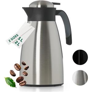 Blumtal caraffa Termica 2 litro - Thermos Acqua Calda Senza BPA con Sistema di Chiusura Quick Tip - caraffa Termica caffè e tè a Prova di perdite per Un Isolamento di Lunga Durata - 2l - acciao