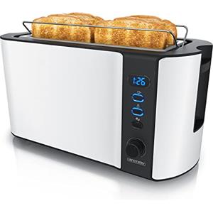Arendo - Tostapane Moderno a 2 Fessure XXL - Scongela - Doppia Parete termoisolante - con Accessorio scalda Cornetto - 1500W - Vassoio raccogli briciole - Display con Tempo rimanente - Bianco