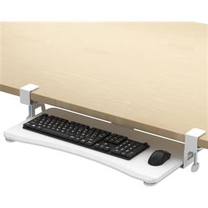 suptek Vassoio per Tastiera sotto la Scrivania Estraibile con Morsetto a C Vassoio per Mouse del Computer 650 x 300 mm Cassetto per Computer con Piattaforma Estraibile per Digitazione, Bianco