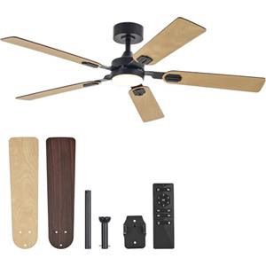 VONLUCE 132 CM Ventilatori da Soffitto con Luci e Telecomando Ventilatore da Soffitto con 5 Pale a Doppia Finitura Motore DC Reversibile Silenzioso a 6 Velocità per Camera da Letto Soggiorno Studio