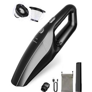 TEMOLA Aspirapolvere Per Auto Ricaricabile Con Filtro HEPA, Portatili Accessori Auto Aspirabriciole Senza Fili Piccolo, Aspiratore Macchina Degli Interni Auto, Mini Aspirapolvere Potente (Black)