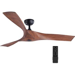 VONLUCE 132 CM Ventilatori da Soffitto con Telecomando 3 Pale in ABS Motore DC Reversibile Silenzioso a 6 Velocità Ventilatore da Soffitto Moderno per Camera da Letto Soggiorno Studio Patio, Noce