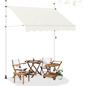WOLTU Tenda da Sole per Esterno, Tenda Parasole senza Perforazione, Telo Ombreggiante con Manovella, Altezza Regolabile, per Balcone, Veranda, Terrazza, 200 cm, Beige