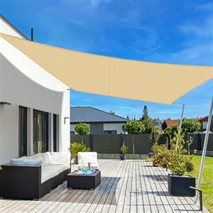 LOVE STORY Vela ombreggiante 4x5m Rettangolare Impermeabile Tenda a Vela Sabbia Tenda da sole per esterno，PES Poliéster Protezione UV al 95% per Esterno,Giardino,Terrazzo,Balcone,Patio