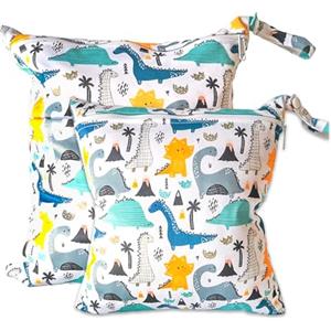 ABirdon Wetbag Pannolini, 2 pezzi Borsa per Pannolini Lavabili Riutilizzabile, Sacchetto con cerniera per Pannolino, Organizzatore Lavabile per Bambini, Borsa per Viaggi