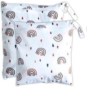 ABirdon Wetbag Pannolini, 2 pezzi Borsa per Pannolini Lavabili Riutilizzabile, Sacchetto con cerniera per Pannolino, Organizzatore Lavabile per Bambini, Borsa per Viaggi