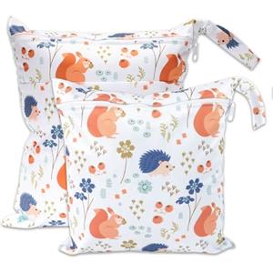 ABirdon Wetbag Pannolini, 2 pezzi Borsa per Pannolini Lavabili Riutilizzabile, Sacchetto con cerniera per Pannolino, Organizzatore Lavabile per Bambini, Borsa per Viaggi