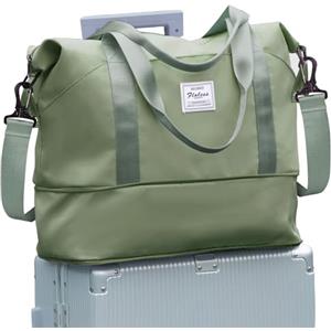 SEAFEW Borsone da Viaggio,Bagaglio a Mano 40x20x25 Ryanair Borsa da Viaggio Espandibile,Borsa da Cabina Ryanair 40x30x20 Borsa Sportiva Borsone da Palestra Borsa da Weekend,A9-Grigio Verde