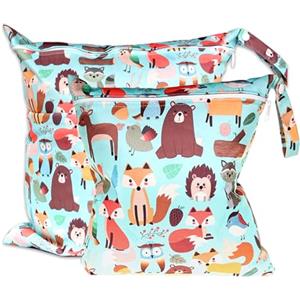 ABirdon Wetbag Pannolini, 2 pezzi Borsa per Pannolini Lavabili Riutilizzabile, Sacchetto con cerniera per Pannolino, Organizzatore Lavabile per Bambini, Borsa per Viaggi