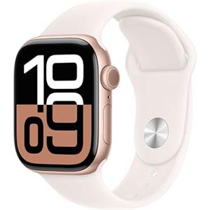 Apple Watch Series 10 GPS 42 mm Smartwatch con cassa in alluminio e cinturino Sport Loop Rosa fard - M/L. Fitness tracker, app ECG, display Retina always-on, Carbon Neutral