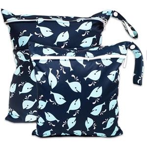 ABirdon Wetbag Pannolini, 2 pezzi Borsa per Pannolini Lavabili Riutilizzabile, Sacchetto con cerniera per Pannolino, Organizzatore Lavabile per Bambini, Borsa per Viaggi
