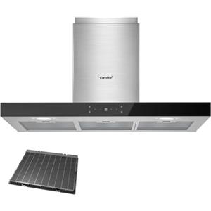 COMFEE' Cappa Aspirante 90 cm Classe A+++ TSHM77SS-90 650m³/h Acciaio Inossidabile Cappa Cucina con LED, Sistema di Ricircolo e Canalizzazione e Filtri a Carbone