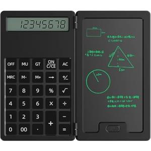 WANGCL Calcolatrice tascabile con blocco di scrittura, tablet LCD cancellabile, portatile, USB, mini calcolatrice per ufficio e scuola, colore nero