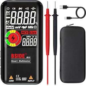 BSIDE Multimetro digitale EBTN LCD 3 risultati Display 9999 conti Gamma automatica Ohmmetro Capacità Ohm Hz Diodo Ciclo di servizio Tester di tensione con batteria ricaricabile