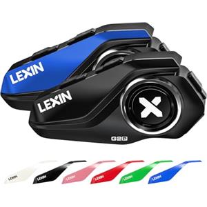 LEXIN Interfono Moto Bluetooth, G2 2X Auricolare Casco Moto Coppia, 1000M Sistema di Comunicazione Casco 2 a 6 Motociclisti, FM，Universale Motoslitta & ATV