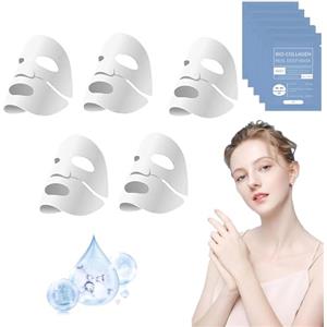 CelestiMingle 5 Pezzi Bio Collagen Mask, Maschera Collagene Viso, Maschera Bio Collagene Viso Coreana, Idratazione Intensa, Riduce le Linee Sottili e le Rughe, Minimizzare i Pori, Migliorare l'elasticità (A)