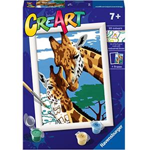Ravensburger CreArt Serie E - Kit per Dipingere con i Numeri Giraffe, Contiene Tavola Prestampata, Pennello, Colori e Accessori, Gioco Creativo per Bambini 7 Anni